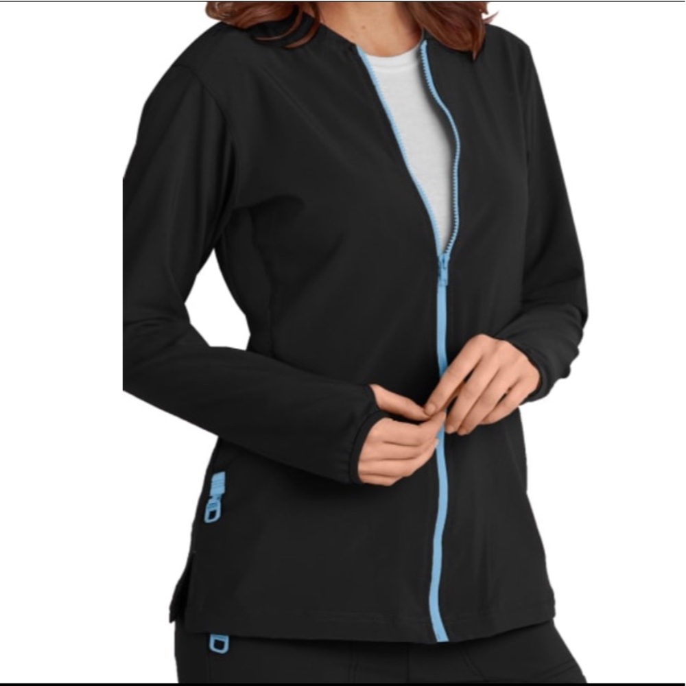 Knit Mix Zip Front Jacket Scrubs